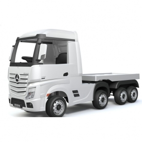 Акумулаторен камион Mercedes ACTROS Licensed 4X4 с ремарке 2X12V батерия, с меки гуми и кожена седалка